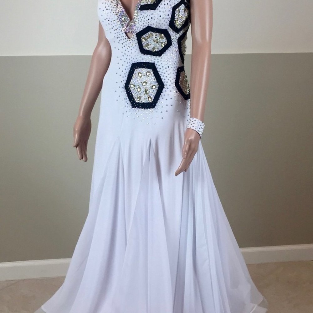 Ballroom Competition Gown Dance Dress w/Swarovskis